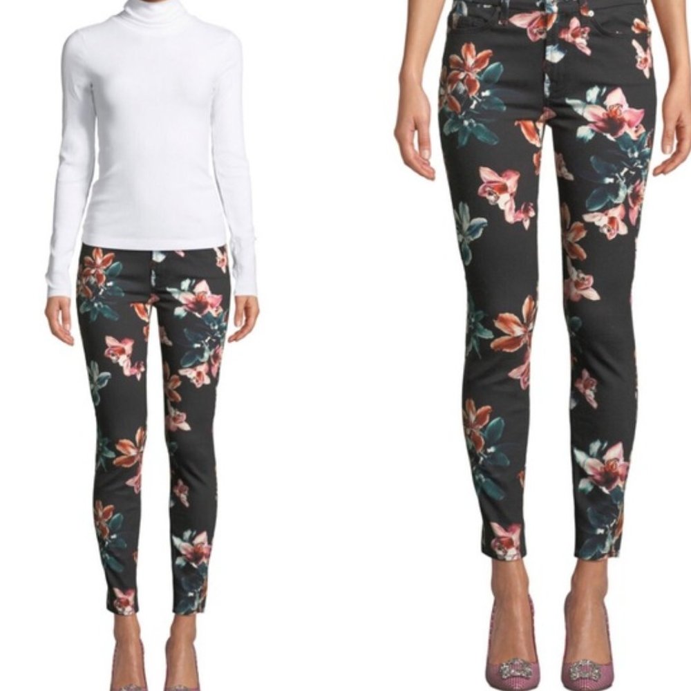 NWOT 7 For All Mankind Tropical Floral Print Jeans - Picture 2 of 5